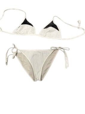 Bottega Veneta White Triangle Bikini Set Mesh Detail Two Piece Size IT 38 US XS